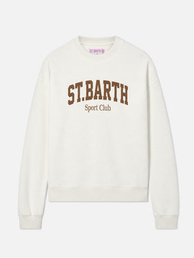Weißes Sweatshirt aus Baumwolle mit St. Barth Sport Club Flock-Print „Stardust“ 