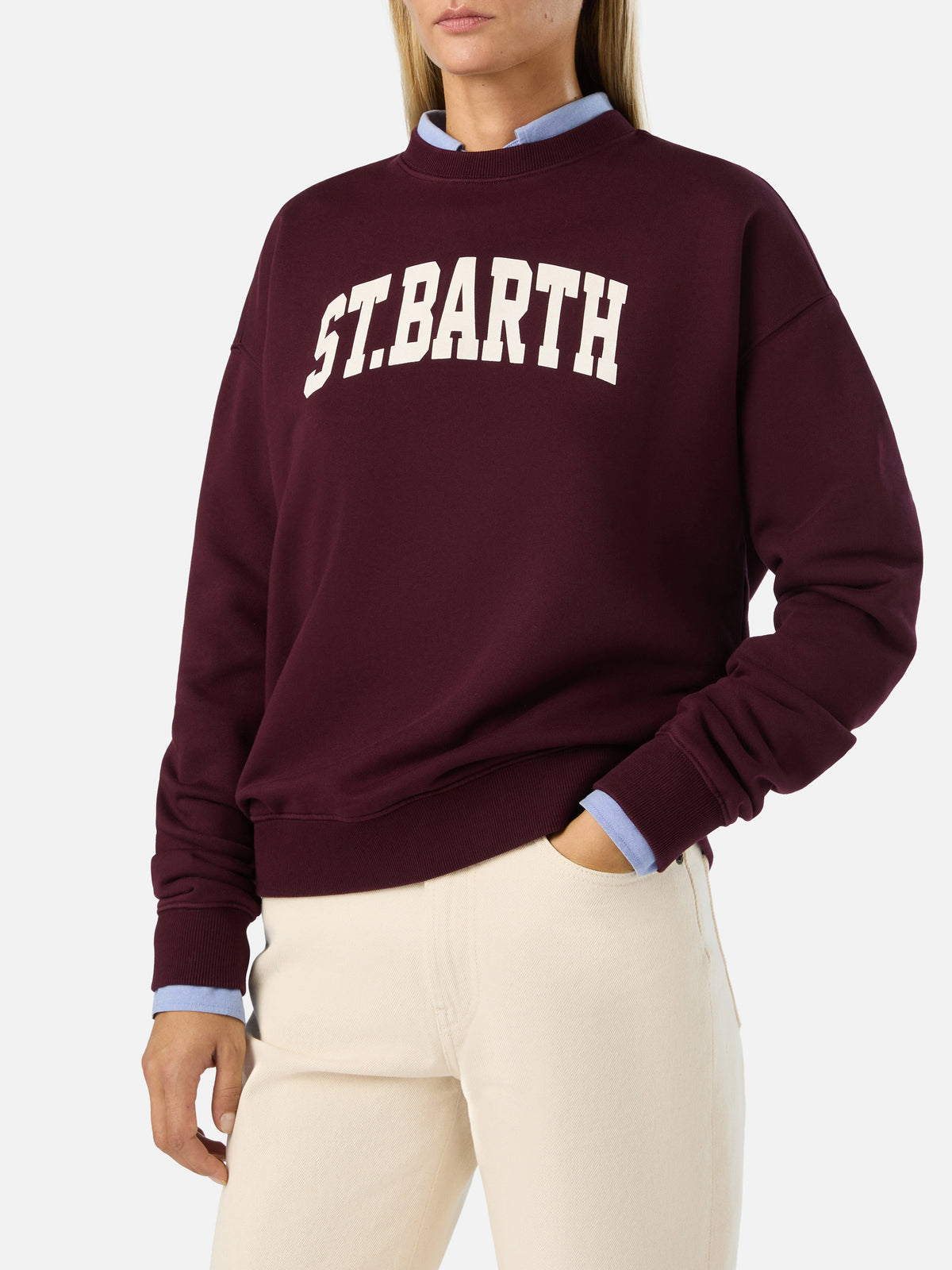 Sweat-shirt Bordeaux Stardust avec imprimé St. Barth 