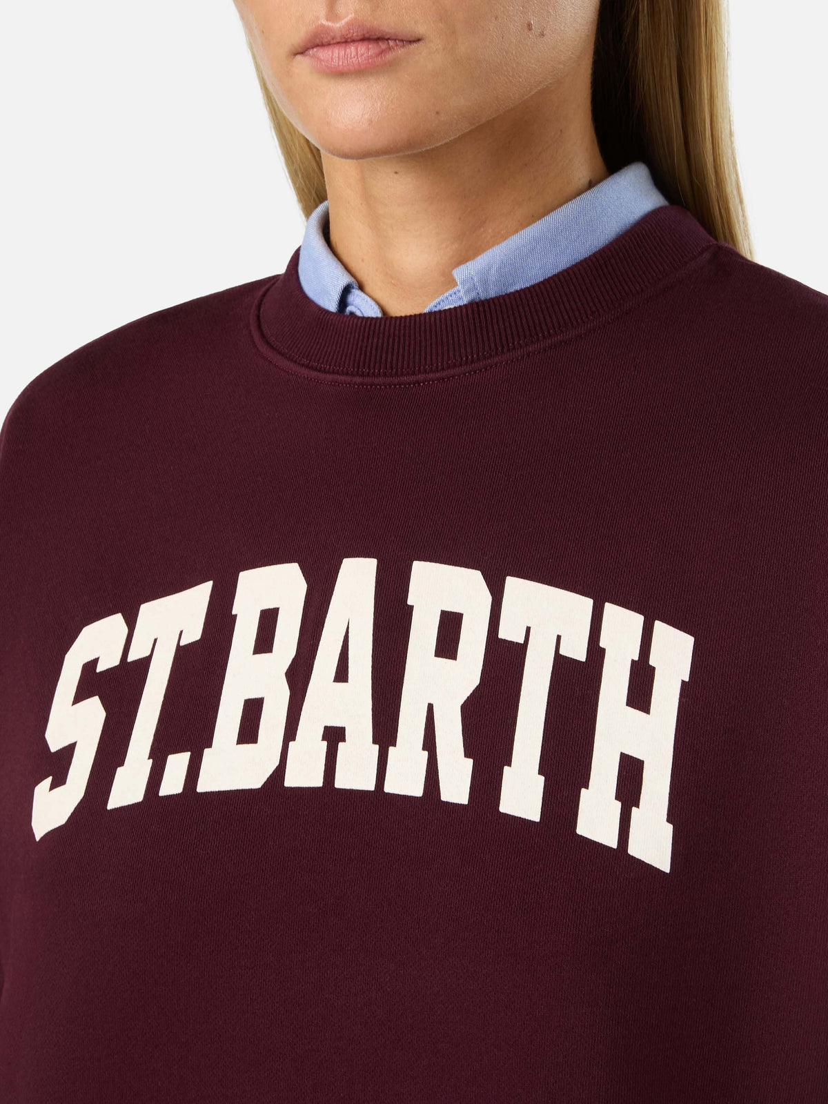 Sweat-shirt Bordeaux Stardust avec imprimé St. Barth 