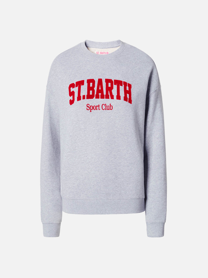 Felpa Stardust in cotone grigio con stampa flock St. Barth sport club