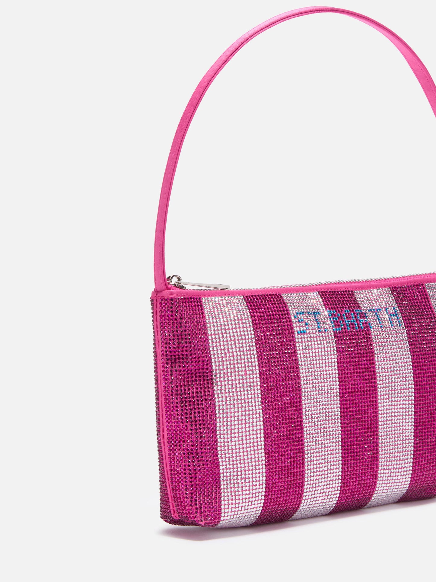 Mini-Tasche Strassy mit rosa und silbernen Strasssteinen