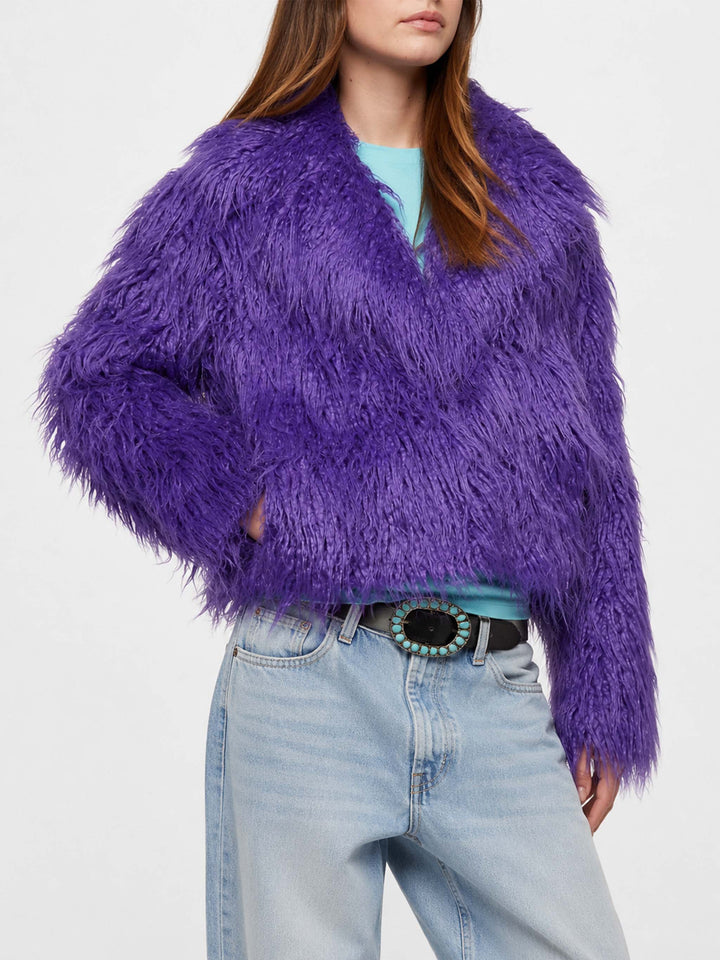Veste courte en fausse fourrure violette Sully 