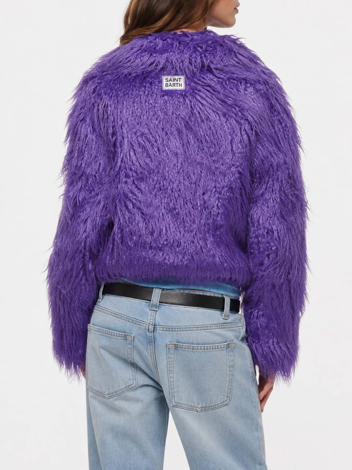 Veste courte en fausse fourrure violette Sully 
