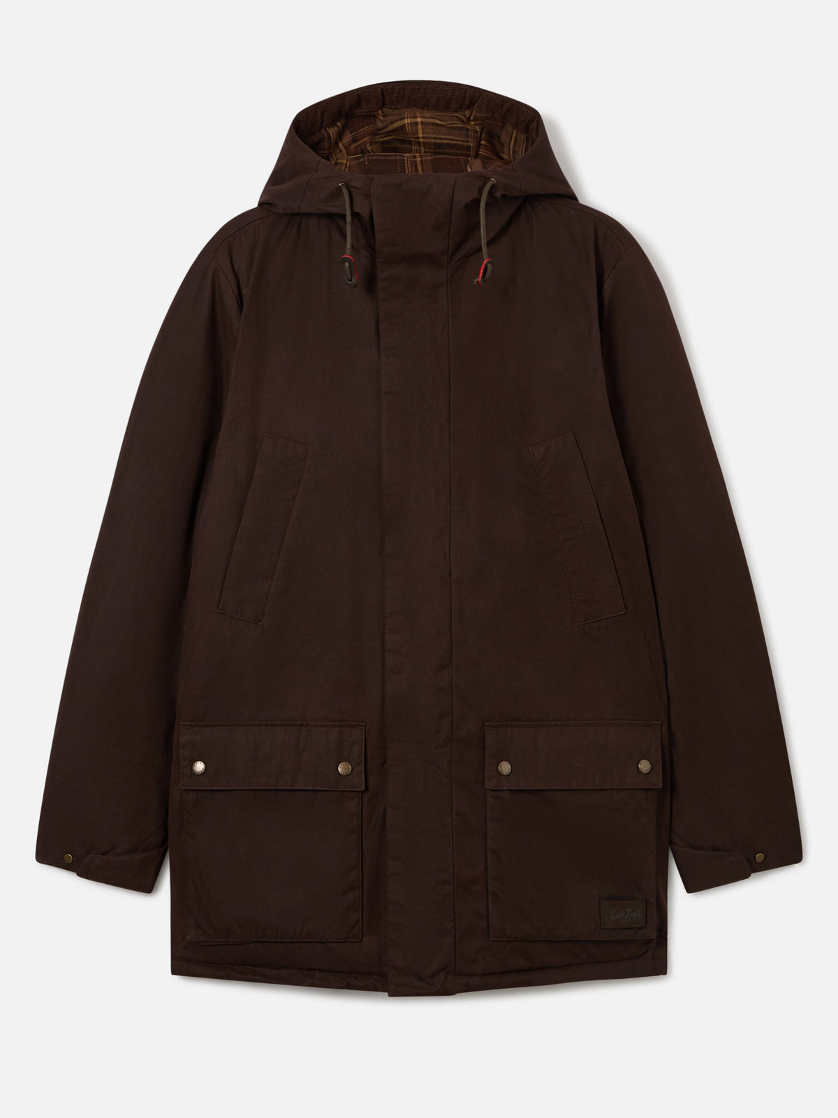Parka Sven cirée marron avec doublure tartan 