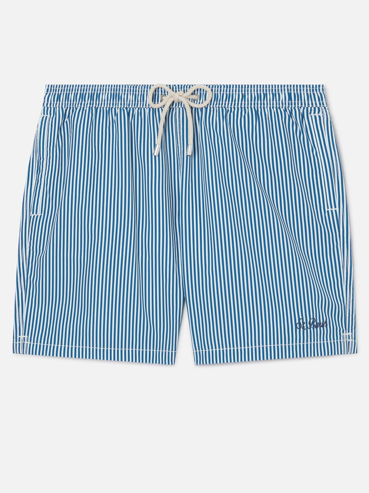 Syros swim shorts with white and blue striped pattern