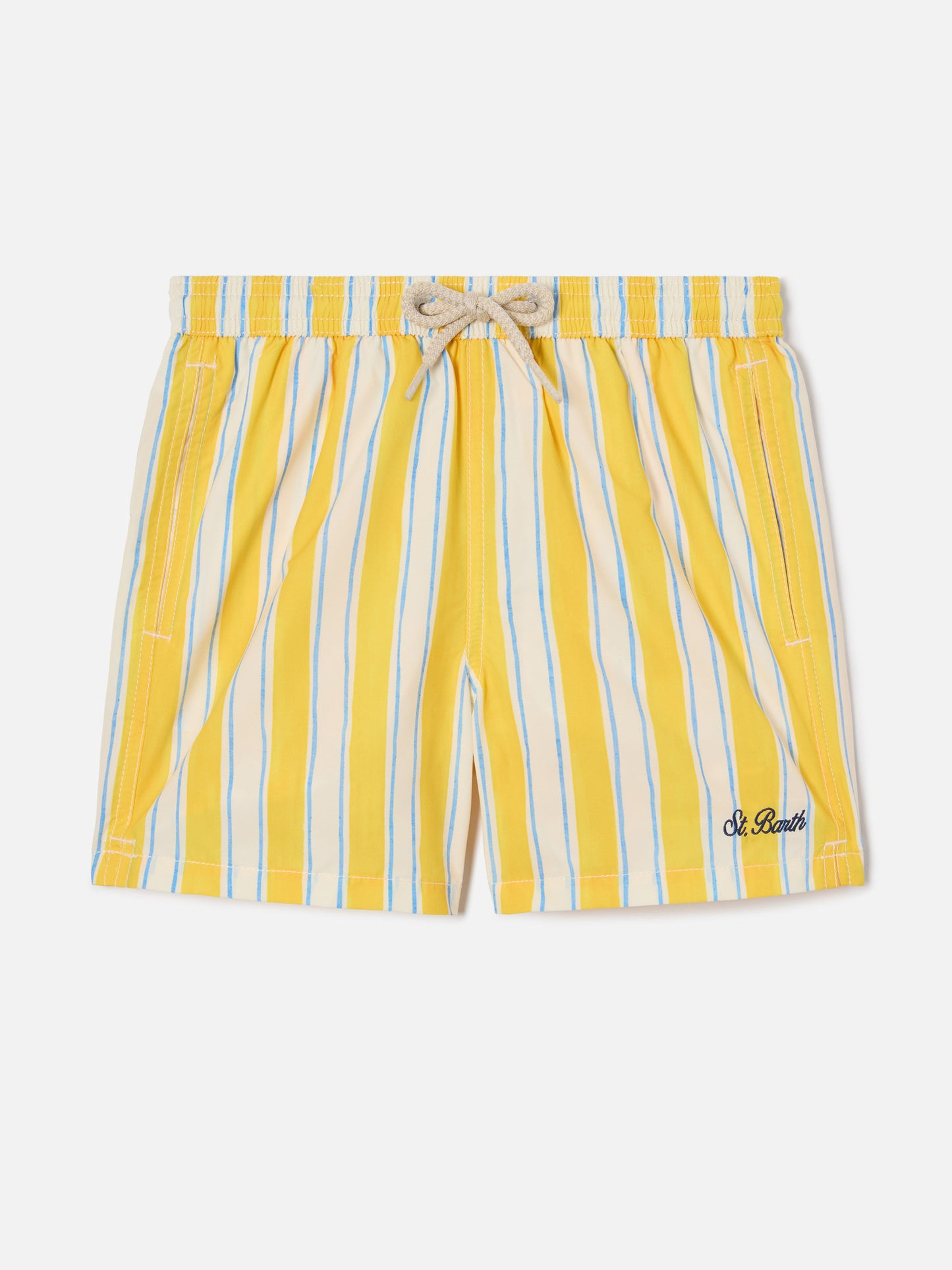 Short de bain Syros Jr à rayures avec broderie St. Barth 