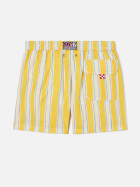 Short de bain Syros Jr à rayures avec broderie St. Barth 