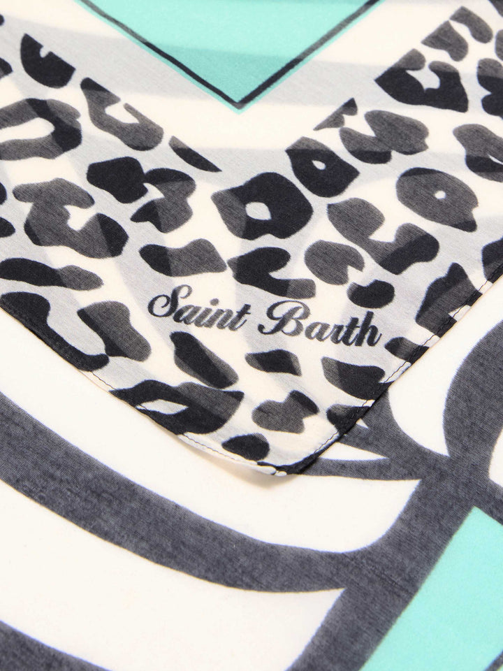 Thaiti long pareo in silk blend with savanna print