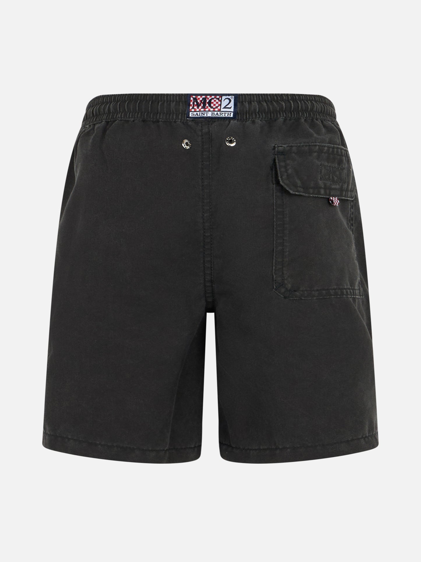 Boy black classic swim-shorts Tender with pirate embroidery - MC2 Saint Barth
