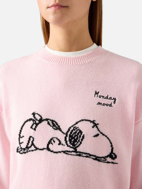 Pink Tessa wool and cashmere blend crewneck knit with Snoopy intarsia | Special edition