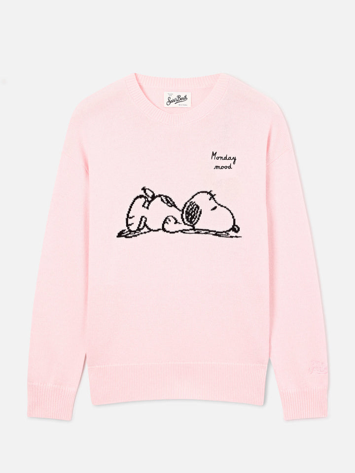 Pull ras-du-cou Pink Tessa en mélange de laine et cachemire avec intarsia Snoopy | Special edition 