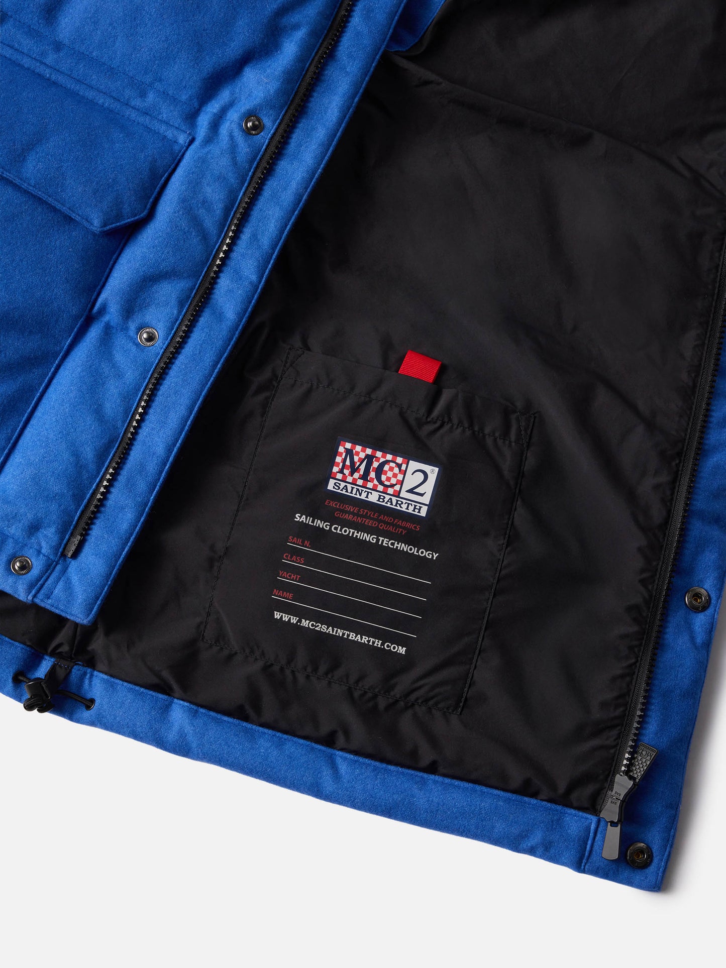 Gilet da uomo imbottito in piuma di lana bluette con tasche