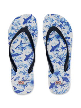 Flip flops Tommy with sharks print | AI CO-CREATED DESIGN BY RICKDICK - POWERED BY RED-EYE - MC2 Saint Barth