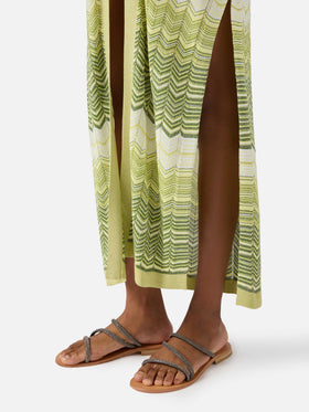 Green Tonia long cardigan in knit