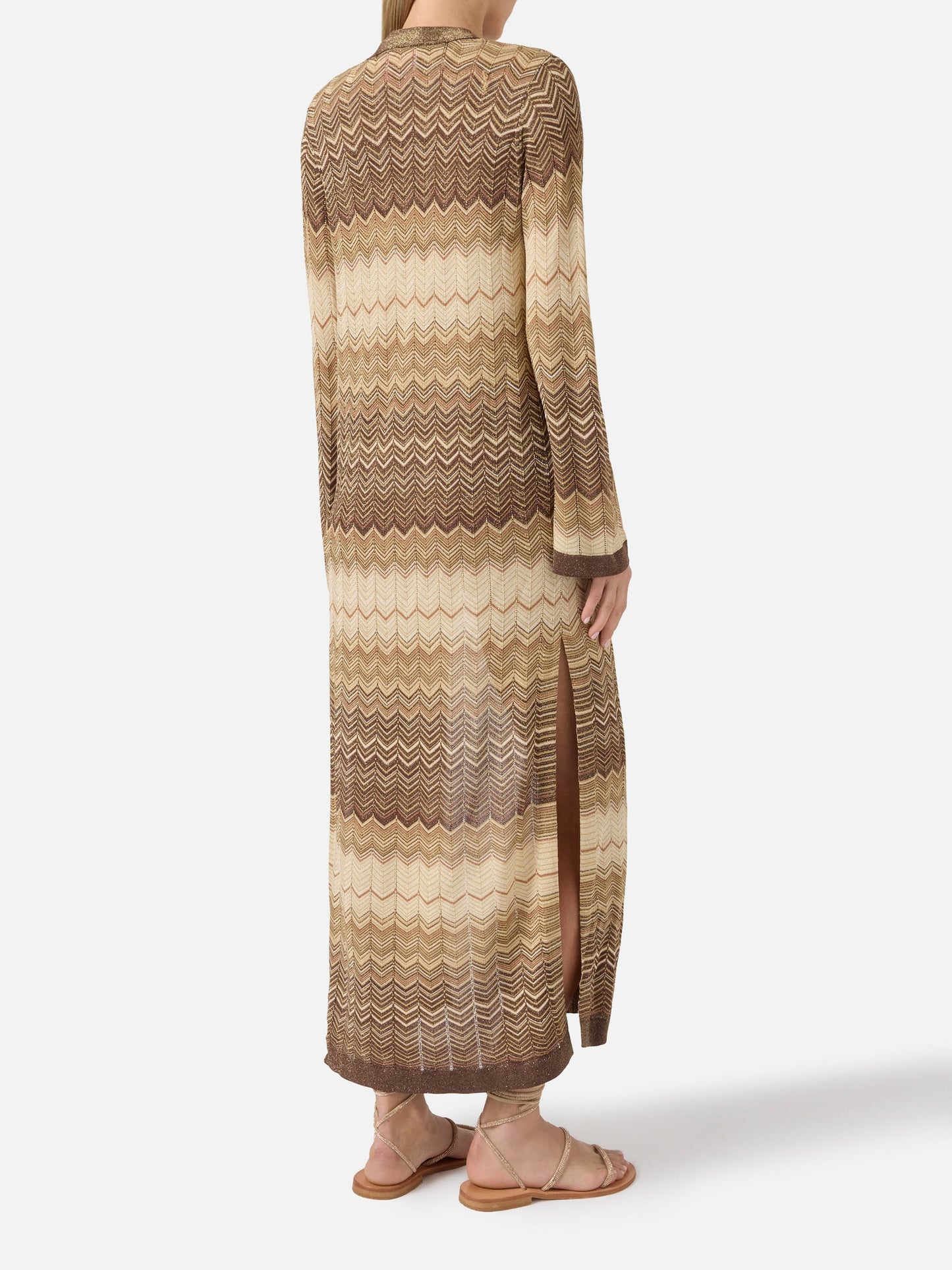 Brown Tonia long cardigan in knit