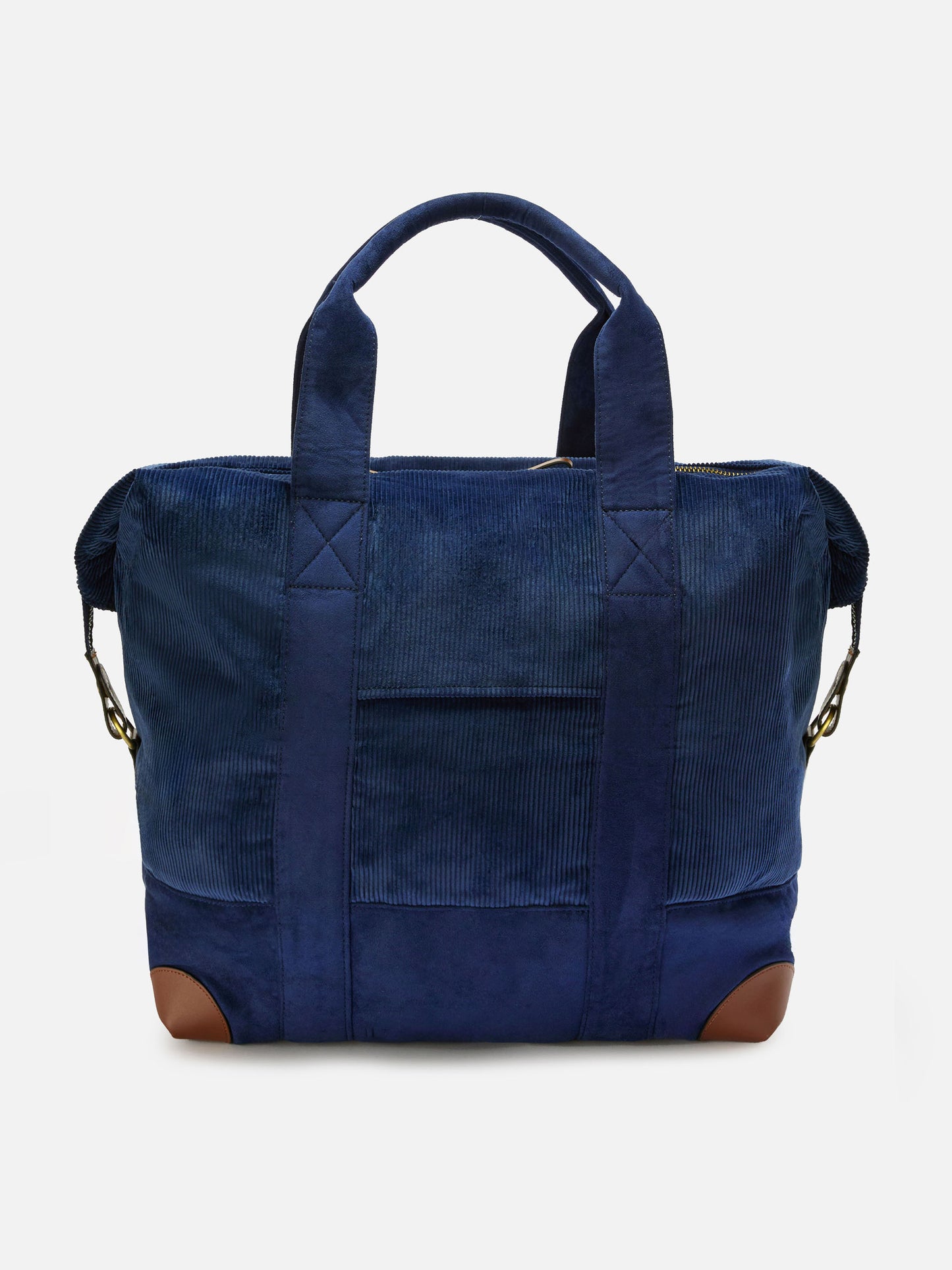 Travel Bag Corduroy Duffel in blue corduroy velvet and suede