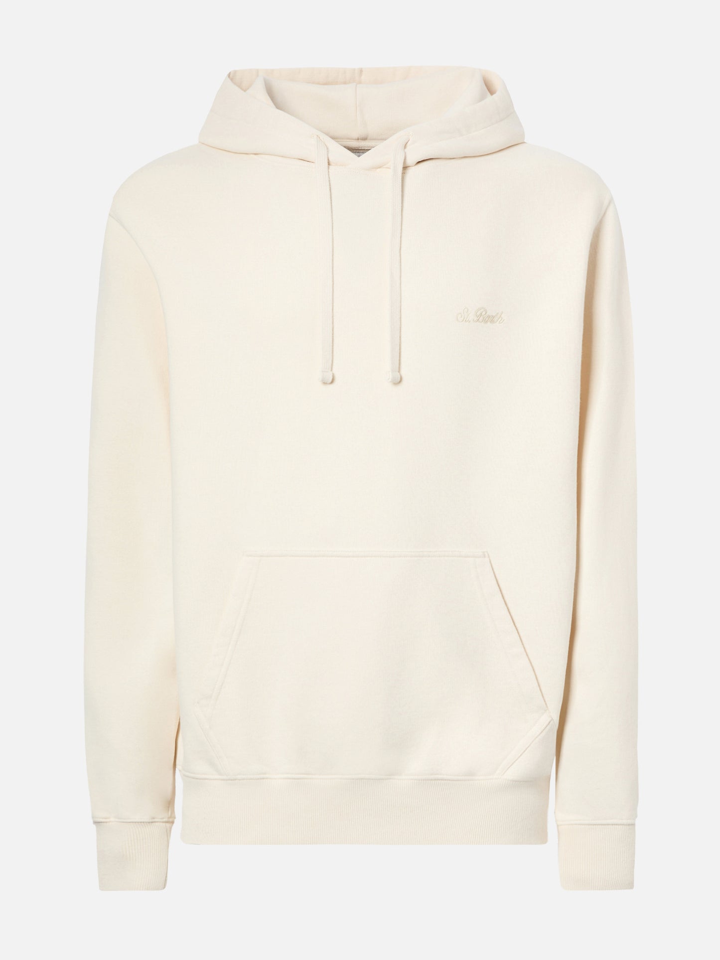 Tribeca Baumwoll-Hoodie in Creme mit St. Barth-Stickerei
