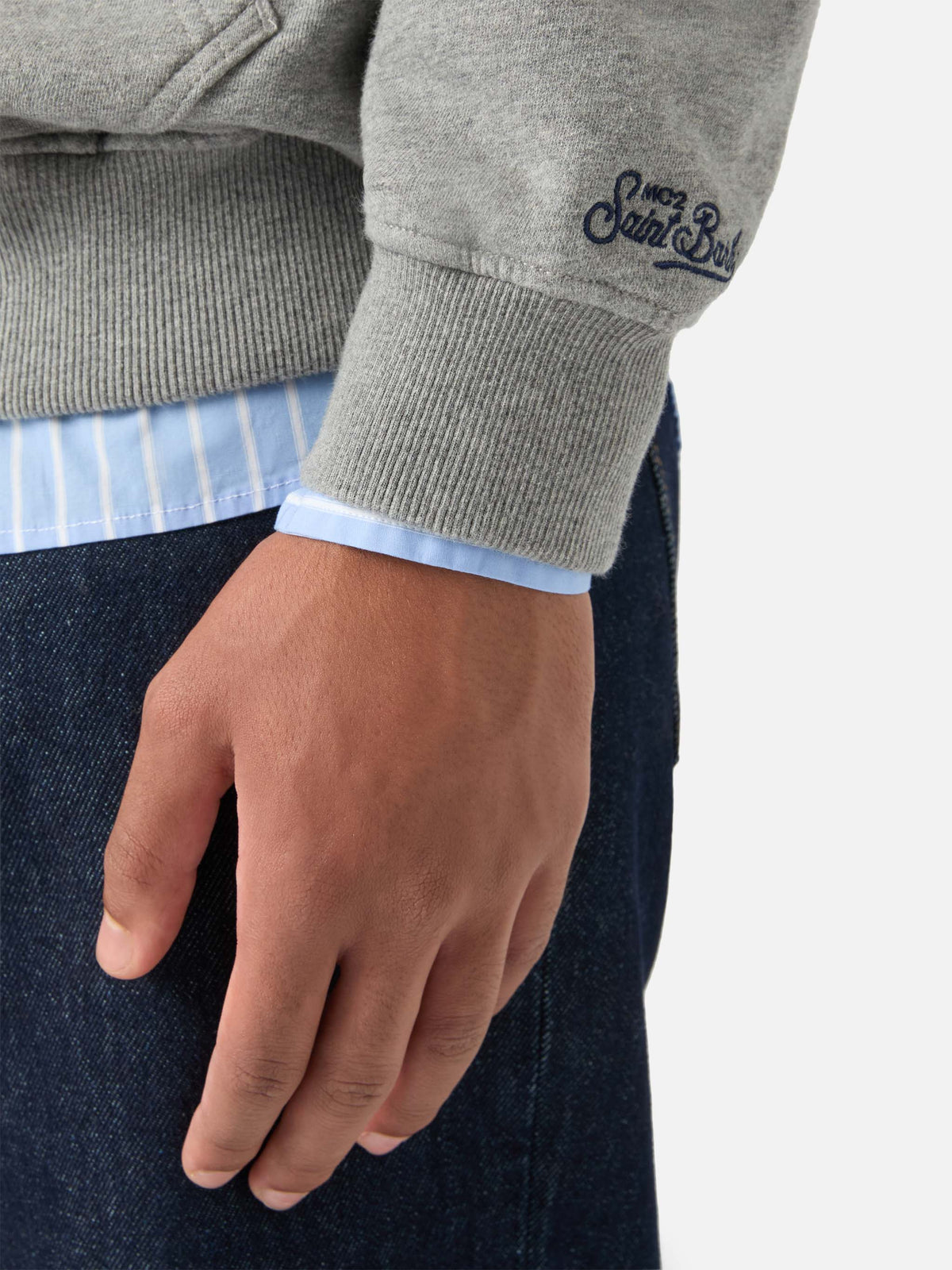 Grauer Tribeca Hoodie aus Baumwolle mit SB Legacy-Monogramm 