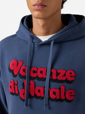 Tribeca-Kapuzenpullover aus Baumwolle in Blau mit „Vacanze di Natale“-Stickerei | VACANZE DI NATALE SONDERAUSGABE