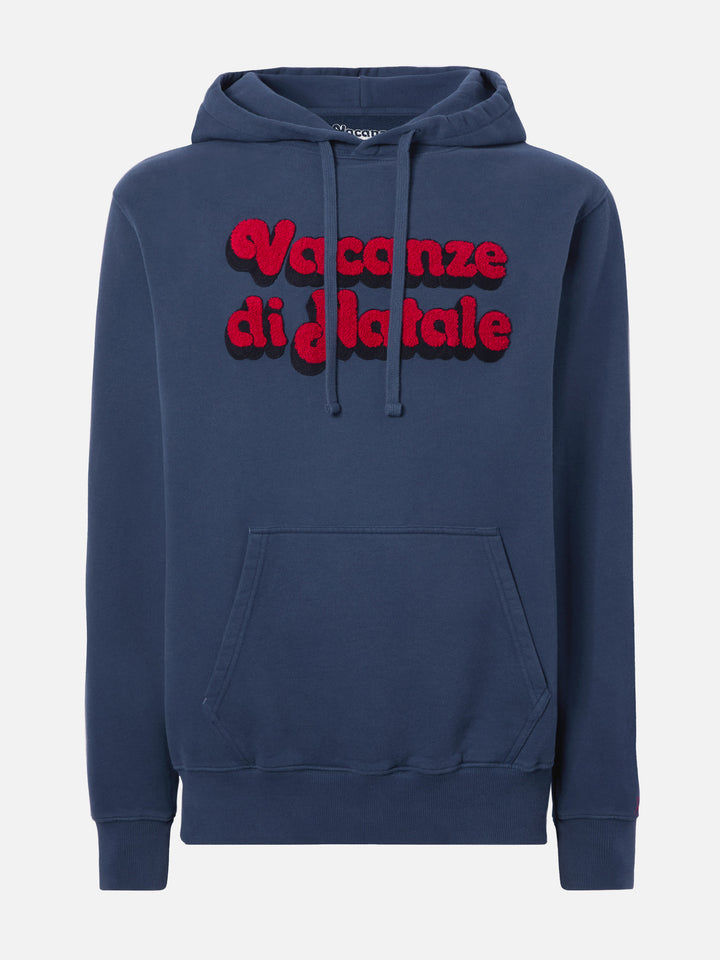 Sweat à capuche Tribeca en coton bleu avec broderie Vacanze di Natale | ÉDITION SPÉCIALE VACANZE DI NATALE 