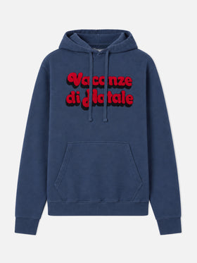 Sudadera con capucha Tribeca de algodón en azul con bordado Vacanze di Natale | VACANZE DI NATALE SPECIAL EDITION 