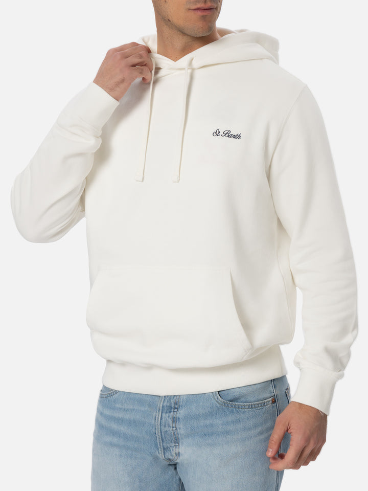 Cremefarbenes Herren-Sweatshirt Tribeca mit St. Barth-Stickerei