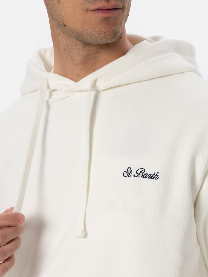Cremefarbenes Herren-Sweatshirt Tribeca mit St. Barth-Stickerei