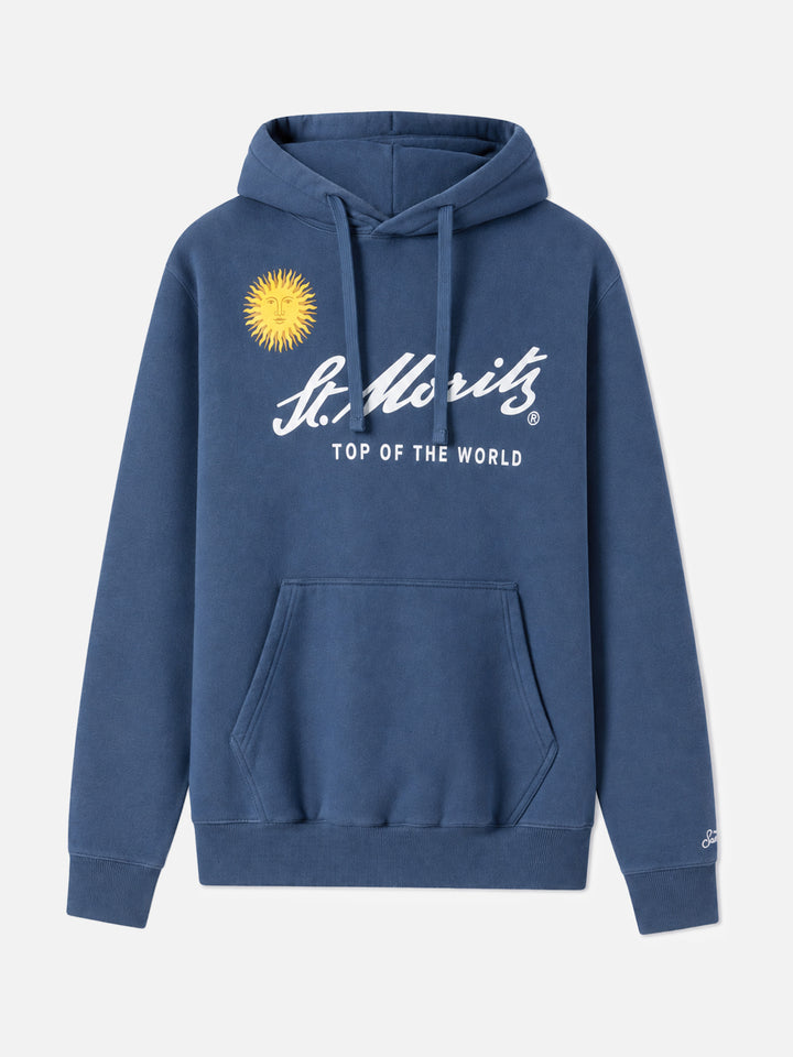 Blauer Tribeca Hoodie aus Baumwolle mit St. Moritz-Print | ST. MORITZ TOP OF THE WORLD 
