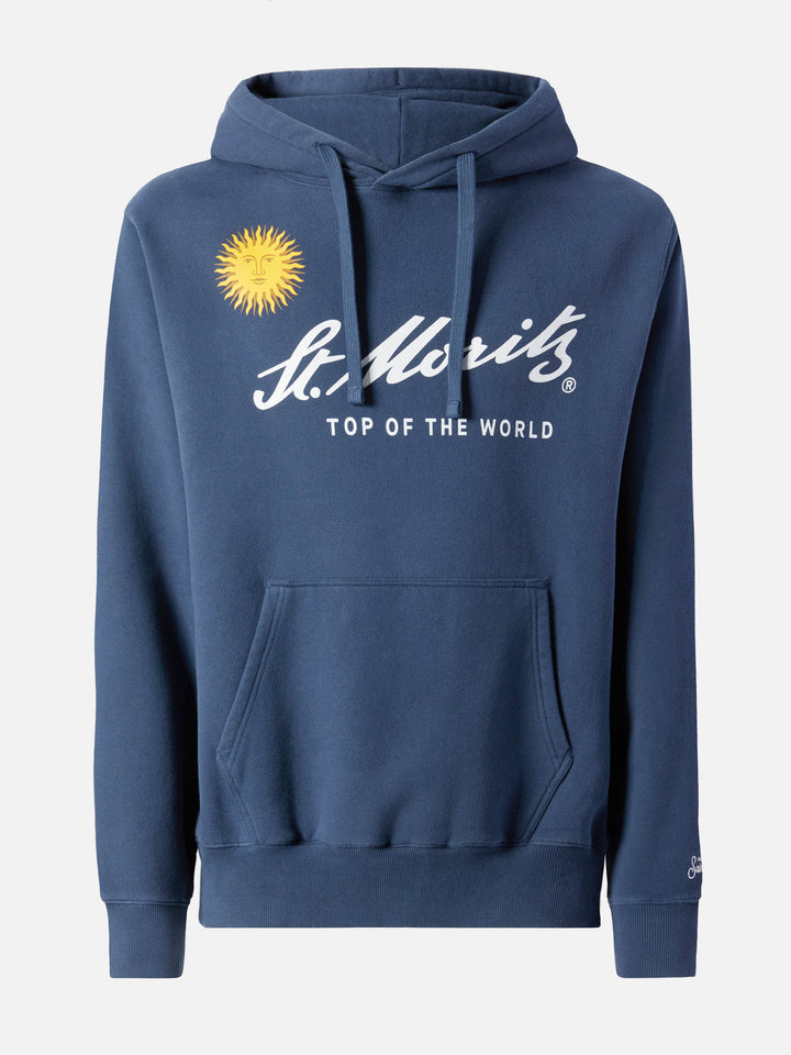 Sweat à capuche Tribeca en coton bleu avec imprimé St. Moritz | ST. MORITZ TOP OF THE WORLD 