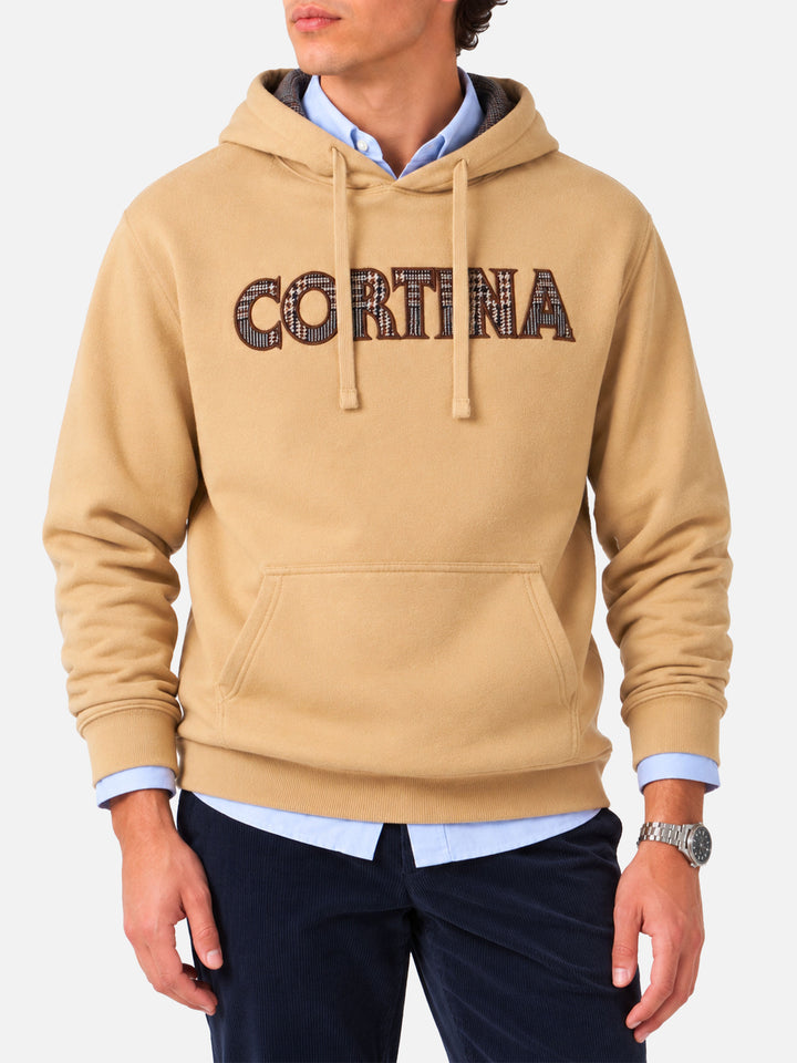 Sweat à capuche beige Tribeca avec patch Cortina 