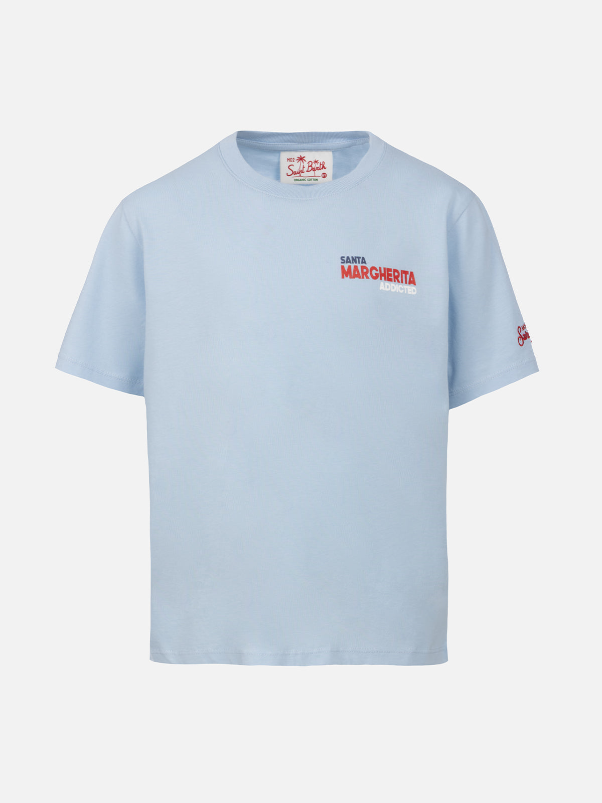 Boy cotton t-shirt with Santa Margherita addicted postcard print - MC2 Saint Barth