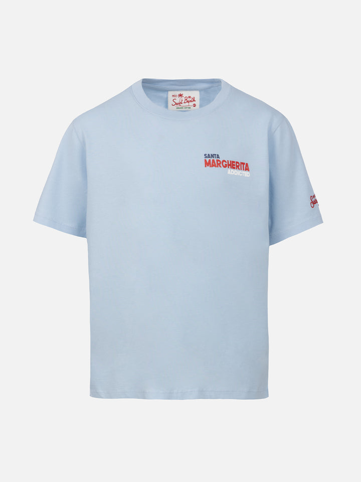 Boy cotton t-shirt with Santa Margherita addicted postcard print - MC2 Saint Barth
