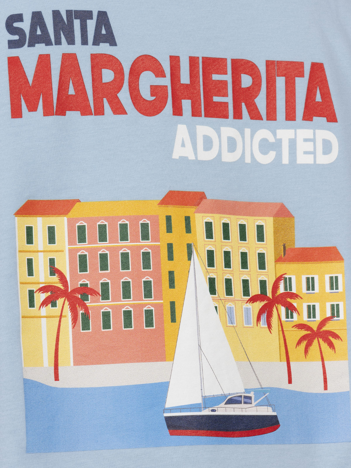 Boy cotton t-shirt with Santa Margherita addicted postcard print - MC2 Saint Barth