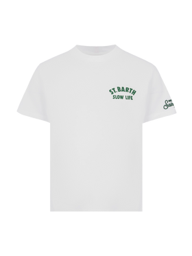 Cotton t-shirt with Saint Barth relaxed life print - MC2 Saint Barth