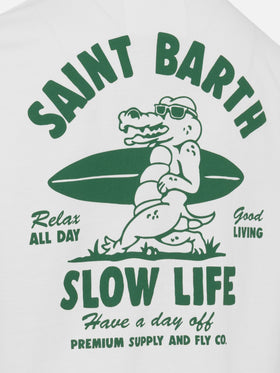Baumwoll-T-Shirt mit Saint Barth Relaxed Life-Print