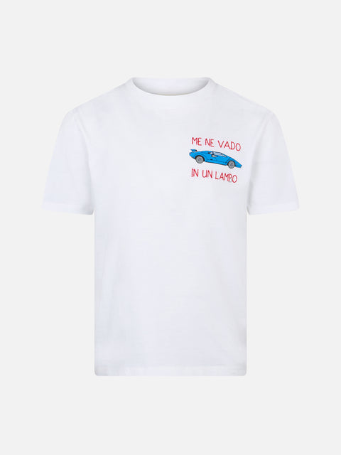 Boy cotton t-shirt with Me ne vado in un lambo embroidery - MC2 Saint Barth