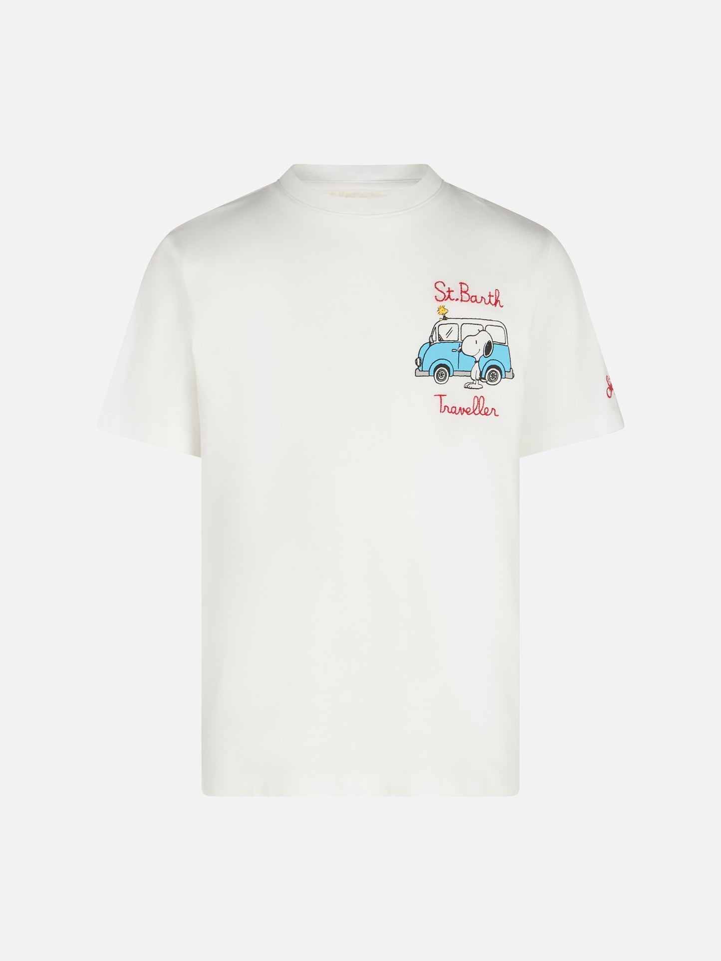 Boy cotton t-shirt with Snoopy print and St. Barth Traveller embroidery | SNOOPY PEANUTS SPECIAL EDITION - MC2 Saint Barth