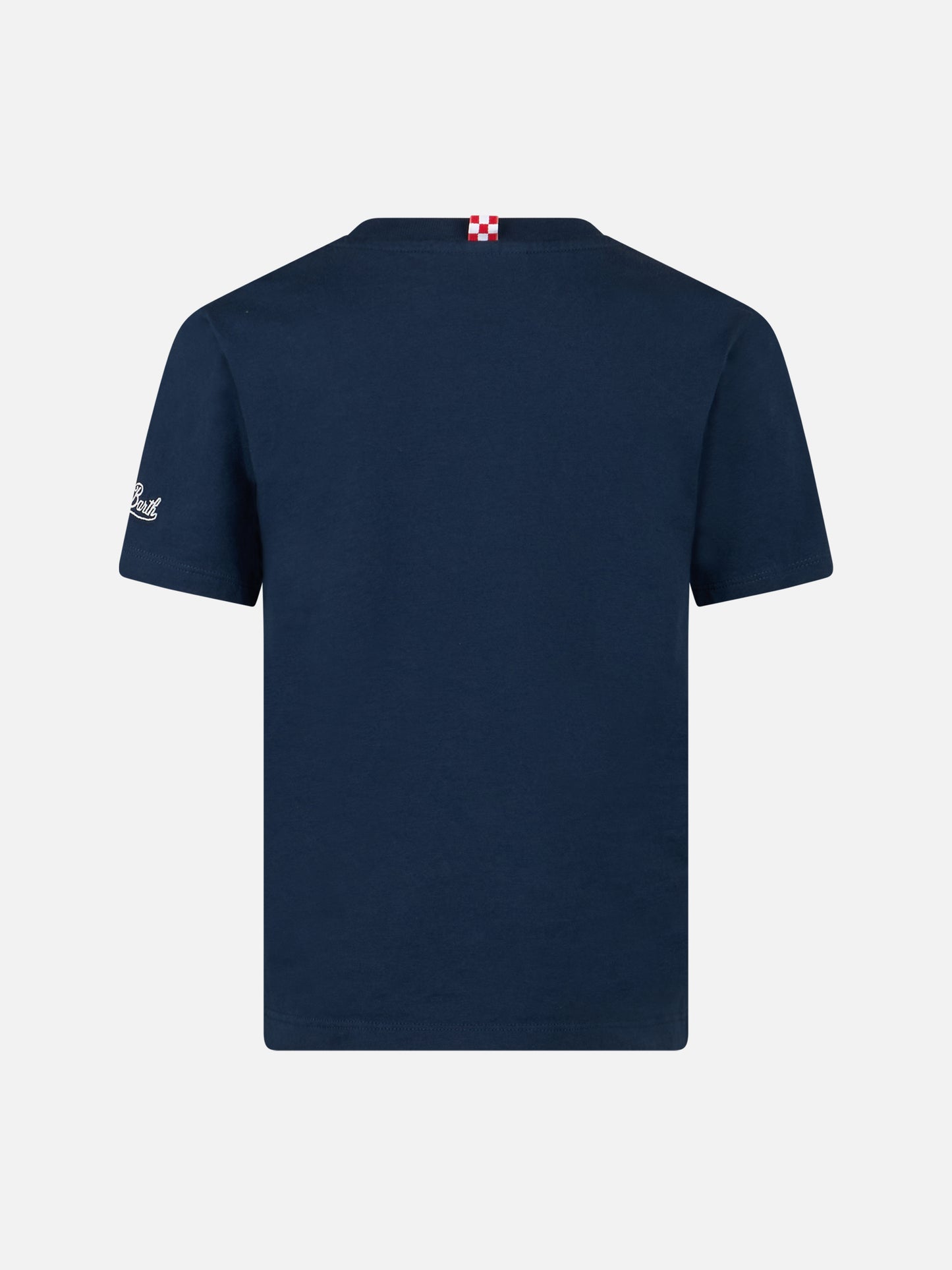 Boy cotton t-shirt with Smurf print and St. Barth Surfer embroidery | THE SMURF SPECIAL EDITION - MC2 Saint Barth