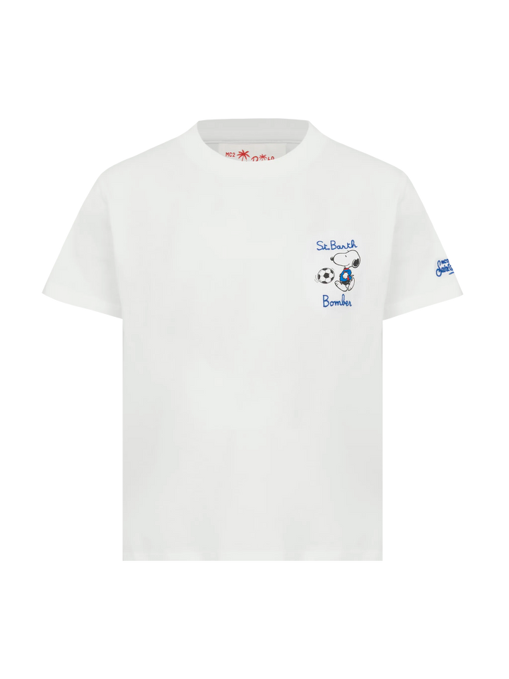Cotton t-shirt with St. Barth bomber embroidery and Snoopy print | SNOOPY PEANUTS® SPECIAL EDITION - MC2 Saint Barth