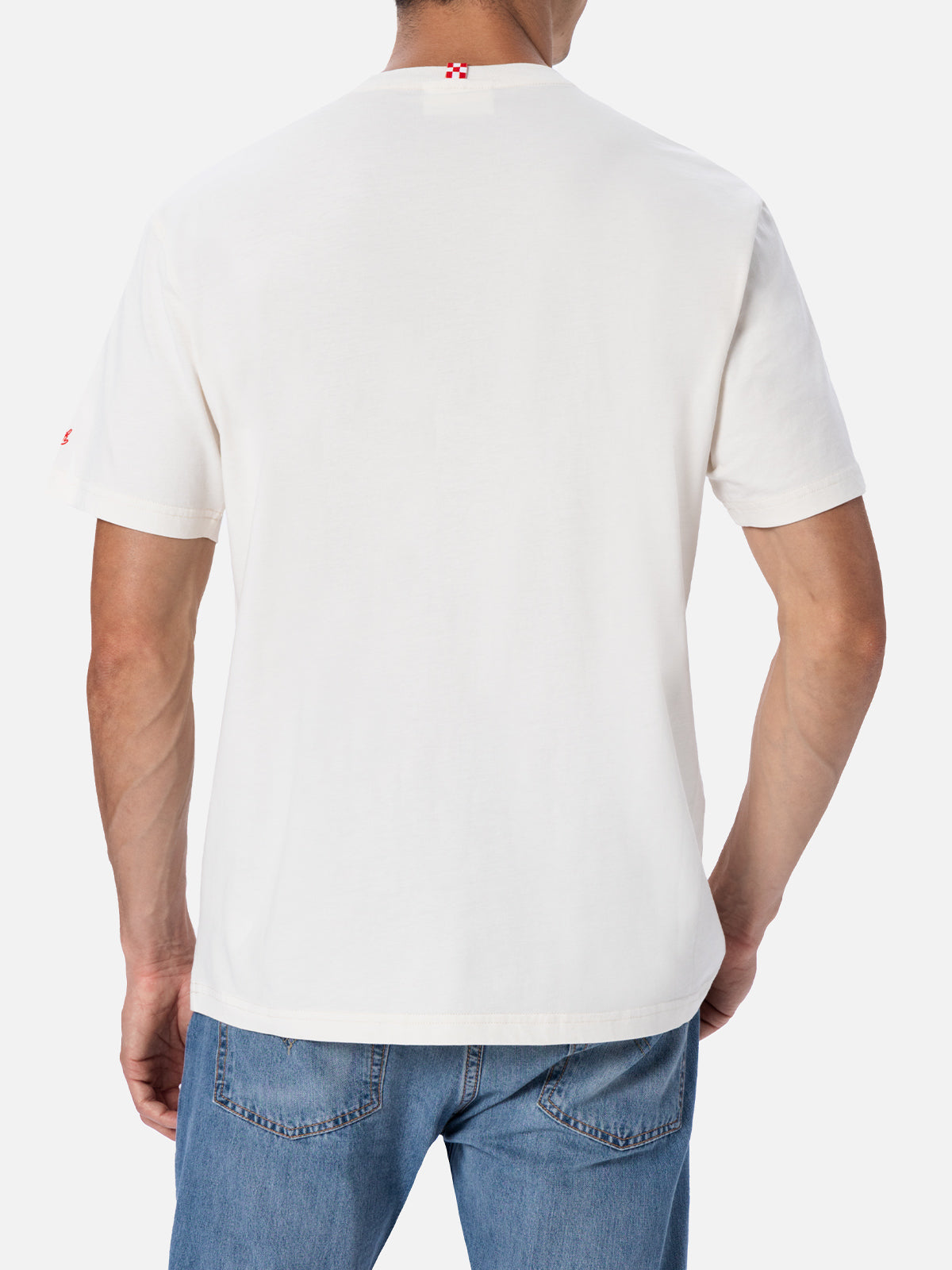 Man cotton t-shirt with placed print and Surfin'USA embroidery - MC2 Saint Barth