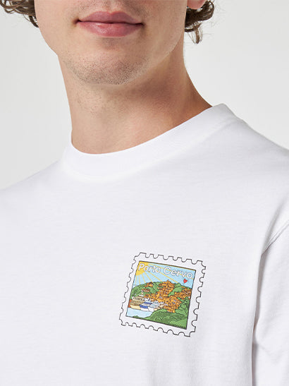 Man cotton t-shirt with Porto Cervo postcard front and back print | ALESSANDRO ENRIQUEZ SPECIAL EDITION - MC2 Saint Barth