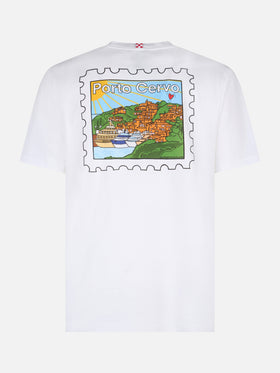 Man cotton t-shirt with Porto Cervo postcard front and back print | ALESSANDRO ENRIQUEZ SPECIAL EDITION - MC2 Saint Barth