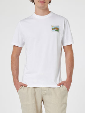 Man cotton t-shirt with Porto Cervo postcard front and back print | ALESSANDRO ENRIQUEZ SPECIAL EDITION - MC2 Saint Barth