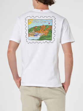 Man cotton t-shirt with Porto Cervo postcard front and back print | ALESSANDRO ENRIQUEZ SPECIAL EDITION - MC2 Saint Barth