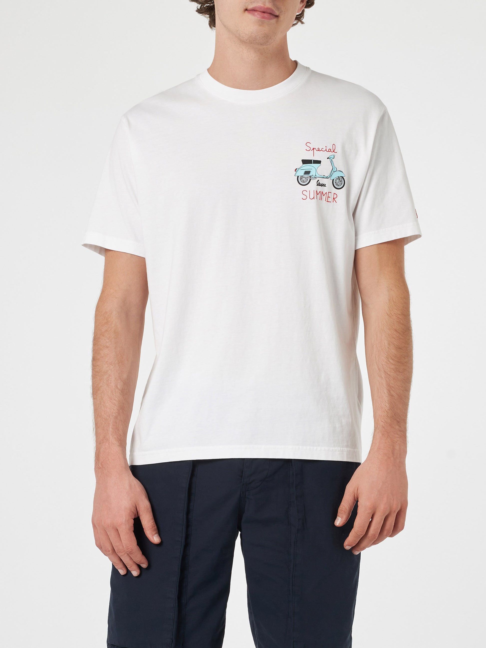 Man t-shirt with Vespa placed print and embroidery | VESPA SPECIAL EDITION - MC2 Saint Barth
