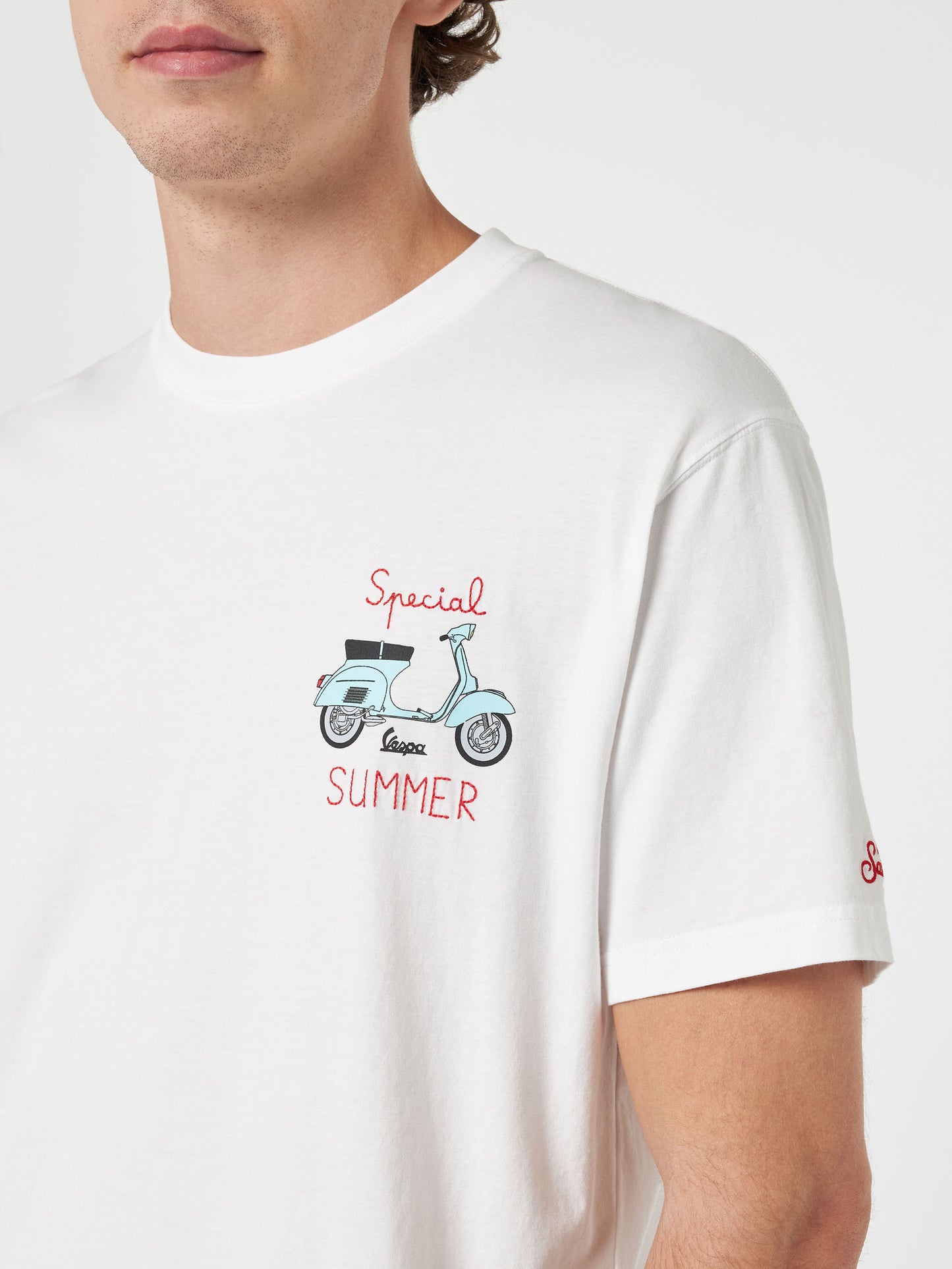 Man t-shirt with Vespa placed print and embroidery | VESPA SPECIAL EDITION - MC2 Saint Barth