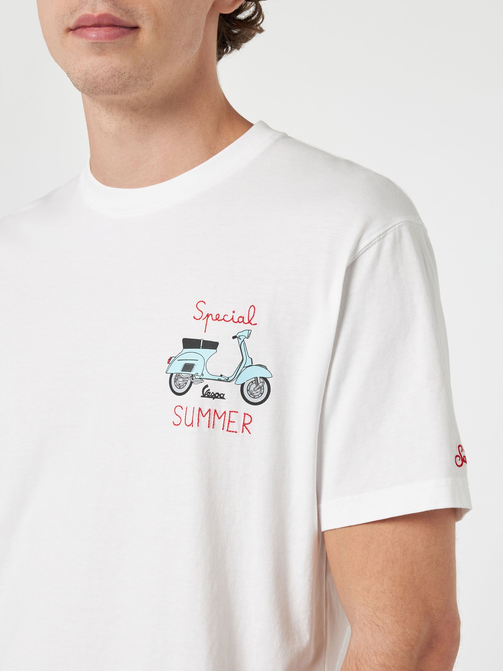 Man t-shirt with Vespa placed print and embroidery | VESPA SPECIAL EDITION - MC2 Saint Barth