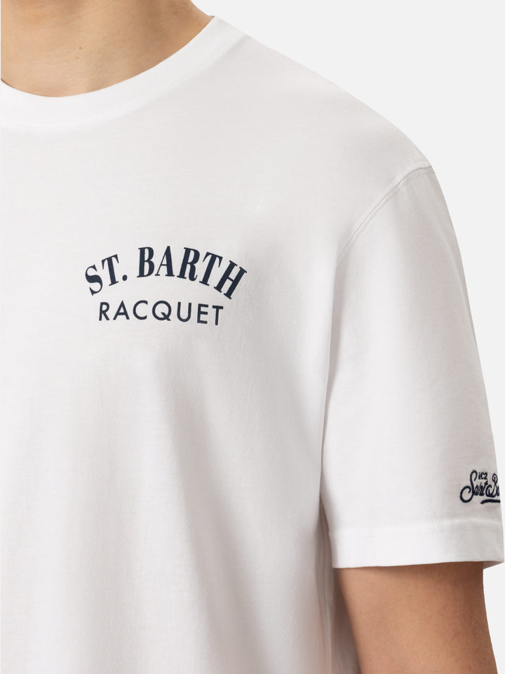 Organic cotton T-shirt with Saint Barth tennis racquet print - MC2 Saint Barth