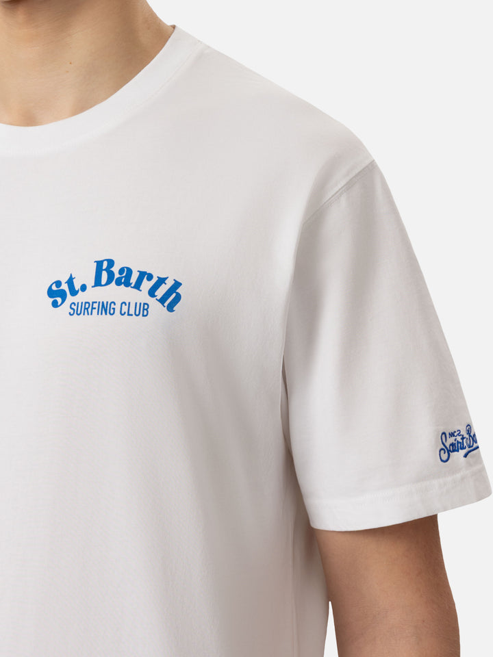 Off-white cotton T-shirt with St. Barth hunting wave print - MC2 Saint Barth