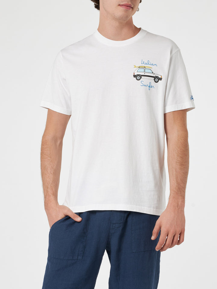 Man cotton t-shirt with Panda print and Italian surfer embroidery | PANDA SPECIAL EDITION - MC2 Saint Barth